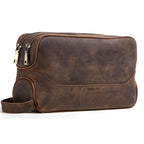 Contact'S Herren Kosmetiktasche aus echtem Leder – Luxus Kulturbeutel aus Rindsleder, große Kapazität, Vintage Reise-Organizer 
