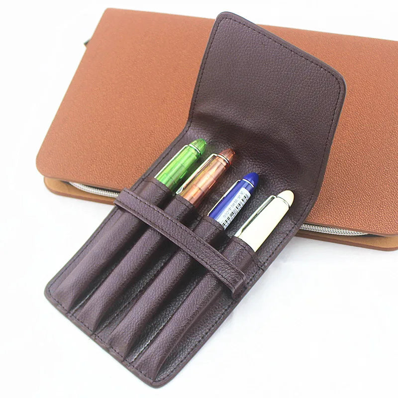 Handgefertigtes Vintage Leder Stifteetui für 4 Stifte – Elegantes Pen Case aus Leder für Füllfederhalter, Kugelschreiber & Stylus