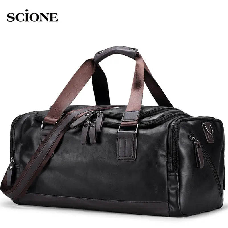 Herren Gym Bag aus PU-Leder – Schwarze Sport- & Reisetasche als Duffel, Tote & Schultertasche für Fitness, Business & Reisen (XA109WA)