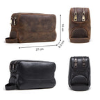 CONTACTO Herren Kulturbeutel aus echtem Crazy Horse Leder – Vintage Wasch- &amp; Kosmetiktasche für Reisen