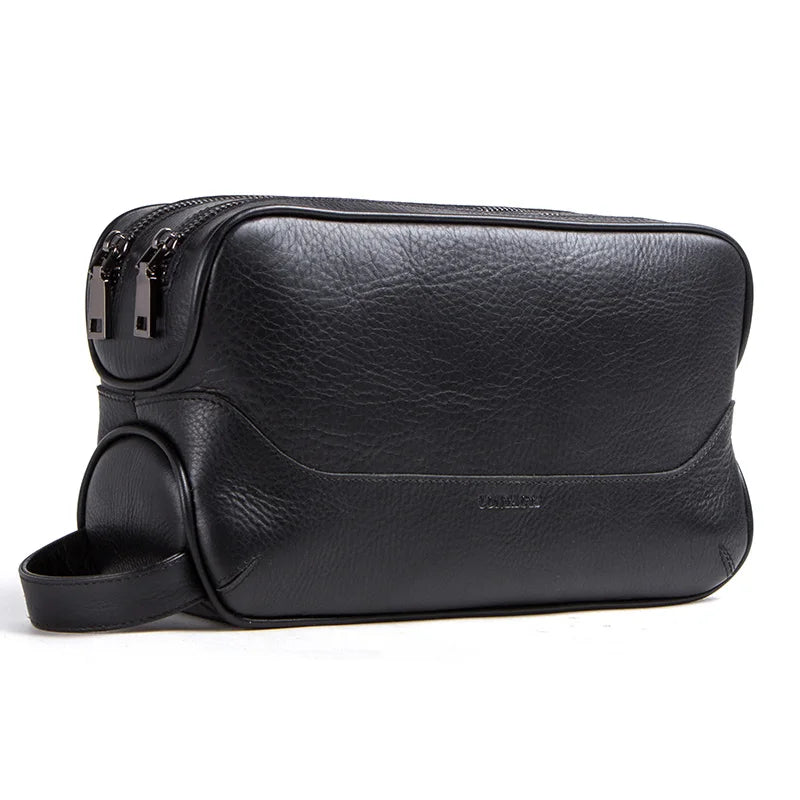 Contact'S Herren Kosmetiktasche aus echtem Leder – Luxus Kulturbeutel aus Rindsleder, große Kapazität, Vintage Reise-Organizer 