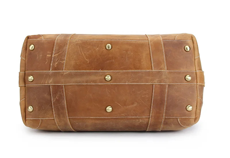 FANCODI Bolsa de viaje de cuero para hombre Vintage – Große Crazy Horse Duffle Bag aus echtem Rindsleder, robuste Weekender &amp; Overnight Tasche M110