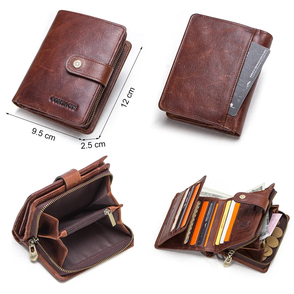Contact'S Herren &amp; Damen Geldbörse aus echtem Leder – Vintage Kurz-Wallet mit RFID-Schutz, Münzfach &amp; Kartenhalter