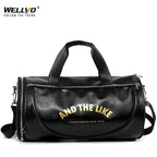 Wellvo Herren PU Leder Reisetasche – Modische Travel Duffle mit Schuhfach, leichte Schulter- &amp; Sporttasche für Reisen, Fitness &amp; Alltag 