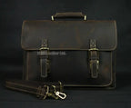 MUNUKI Herren Leder-Aktentasche – Maletín Vintage Crazy Horse para portátiles y negocios de 15,6"