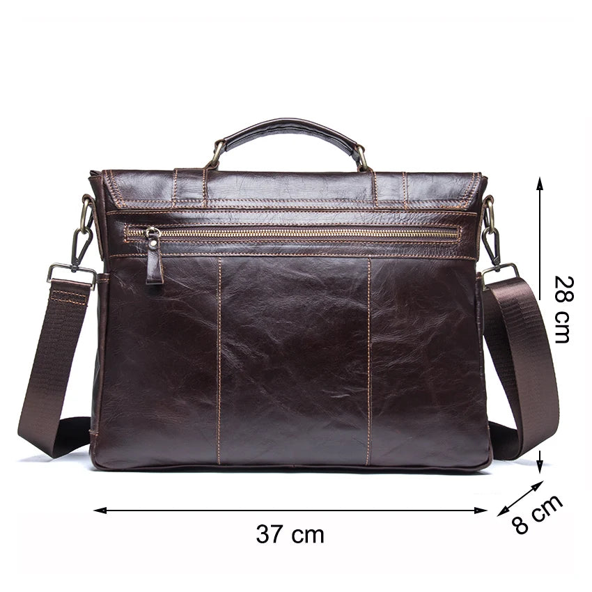 CONTACT’S Herren Leder-Aktentasche – Business & Casual Briefcase für 13" Laptop, Vintage Messenger Bag