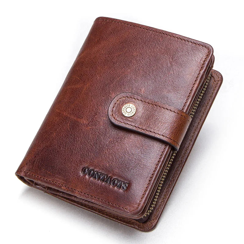 Contact'S Herren &amp; Damen Geldbörse aus echtem Leder – Vintage Kurz-Wallet mit RFID-Schutz, Münzfach &amp; Kartenhalter