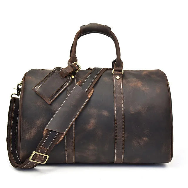 Vintage Herren Reisetasche aus echtem Rindsleder – Große Leder Duffle Bag 60 cm, robuste Weekend- & Handgepäcktasche aus Cowhide