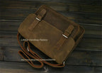 FANCODI Herren Vintage Crazy Horse Leder Tasche - Bandolera y bolso de mensajero en cuero de vaca real
