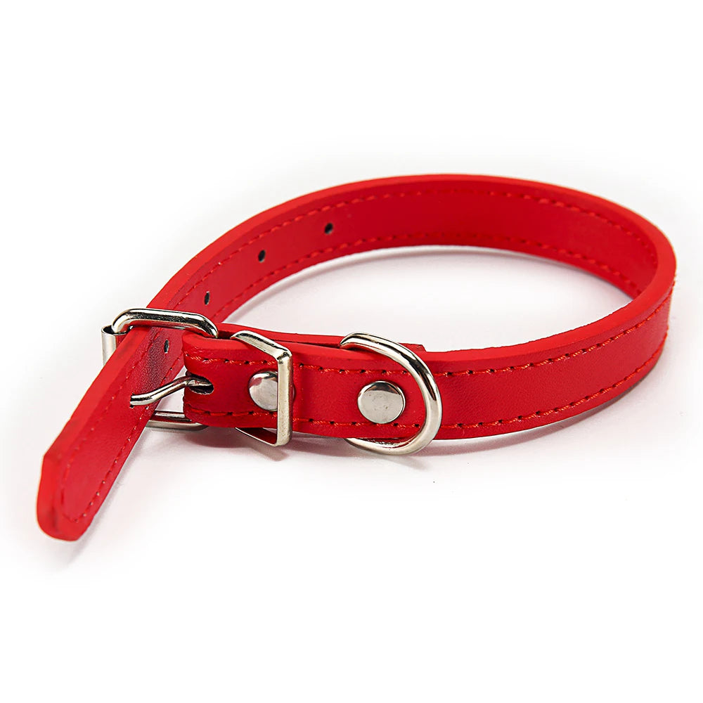 PU-Leder Hundehalsband – Verstellbares Basic Halsband mit Schnellverschluss für Hunde & Katzen (S–L)