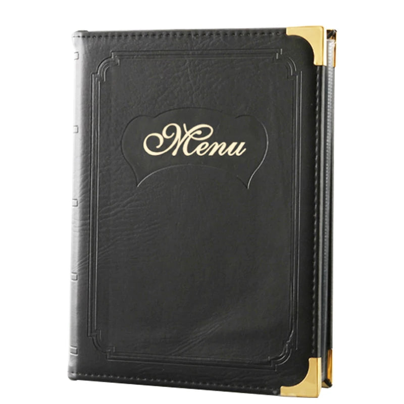 A4 PU Leder Menühalter für Restaurant &amp; Hotel – Robuste Speisekartenmappe mit 7 Taschen in Schwarz, Braun oder Weinrot 