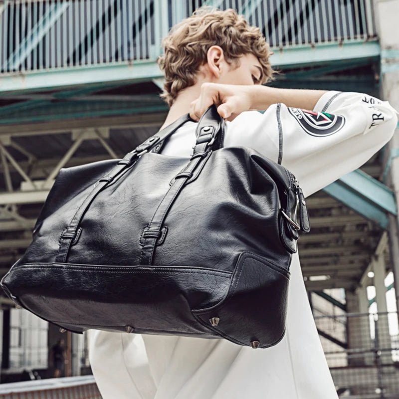 GUMST Herren Reise- & Schultertasche aus PU-Leder – Große Vintage Travel Duffle & Tote Bag mit Crossbody-Funktion für Business und Freizeit