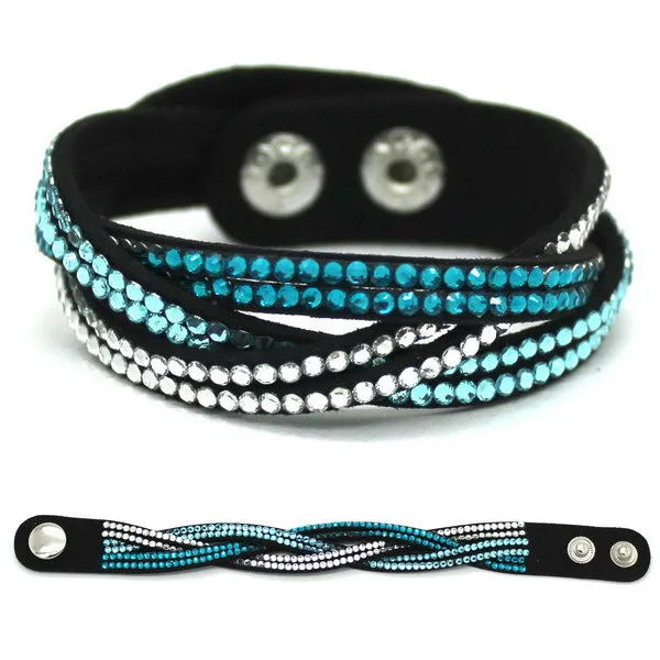 Kristall Lederarmband für Damen – Elegantes Stardust Armband mit Strass & Stern-Design, verstellbares europäisches Charm-Armband