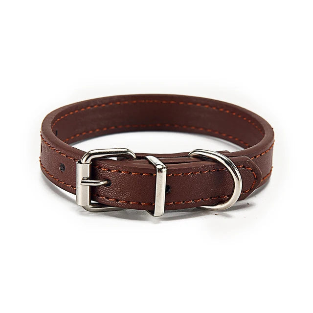 PU-Leder Hundehalsband – Verstellbares Basic Halsband mit Schnellverschluss für Hunde & Katzen (S–L)