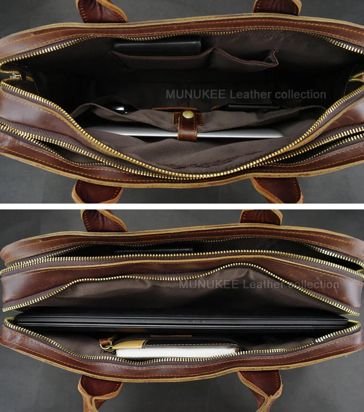 FANCODI Luxus Herren Aktentasche aus echtem Vollnarbenleder – Elegante Business & Laptop Tasche für 15 Zoll, Leder Portfolio & Messenger Bag