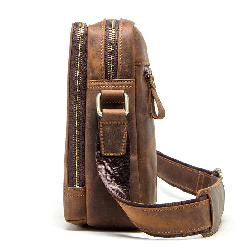 CONTACT’S Herren Leder Messenger Bag – Vintage Crossbody Tasche für iPad Mini & Schultertasche aus echtem Leder