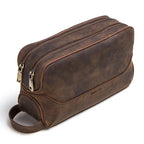 CONTACTO Herren Kulturbeutel aus echtem Crazy Horse Leder – Vintage Wasch- &amp; Kosmetiktasche für Reisen