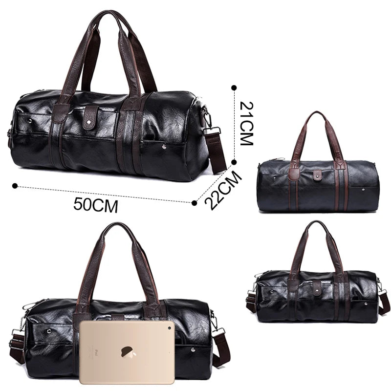 Scione PU-Leder Sport- & Gym Bag für Herren – Fitness-, Yoga- und Reisetasche mit Schulter- und Crossbody-Trageoption