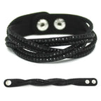 Kristall Lederarmband für Damen – Elegantes Stardust Armband mit Strass & Stern-Design, verstellbares europäisches Charm-Armband