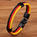 PU-Leder Armband mit Nationalflagge – Handgefertigtes Edelstahl-Charm Armband für Damen & Herren, Trendiges Unisex Lederarmband