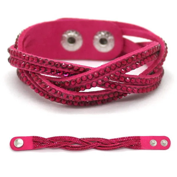 Kristall Lederarmband für Damen – Elegantes Stardust Armband mit Strass & Stern-Design, verstellbares europäisches Charm-Armband