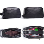 CONTACTO Herren Echtleder Kulturbeutel – Vintage Crazy Horse Leder Kosmetiktasche aus Rindsleder, kompakter Reise- &amp; Toilettenbeutel