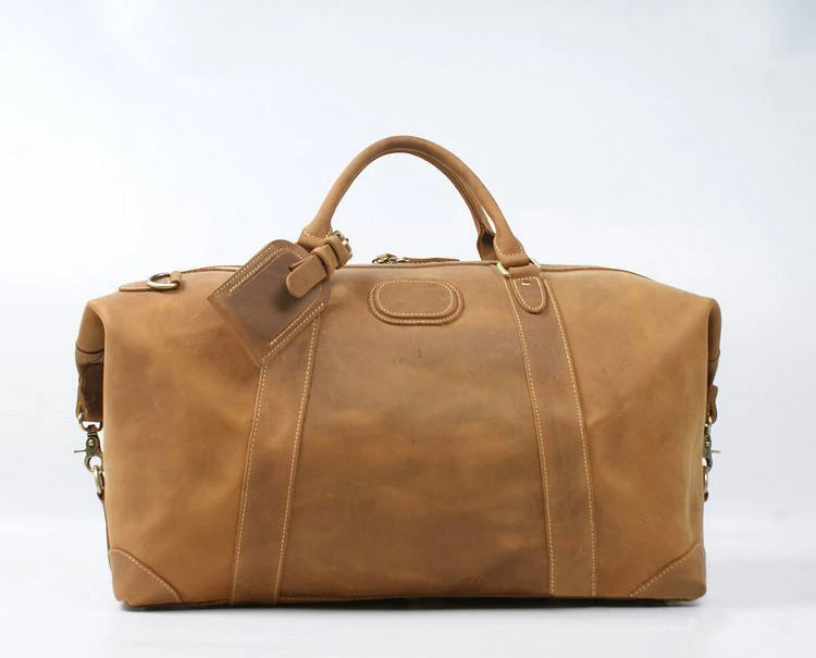 FANCODI Bolsa de viaje de cuero para hombre Vintage – Große Crazy Horse Duffle Bag aus echtem Rindsleder, robuste Weekender &amp; Overnight Tasche M110