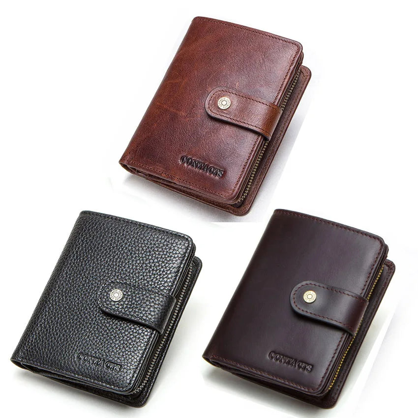 Contact'S Herren &amp; Damen Geldbörse aus echtem Leder – Vintage Kurz-Wallet mit RFID-Schutz, Münzfach &amp; Kartenhalter