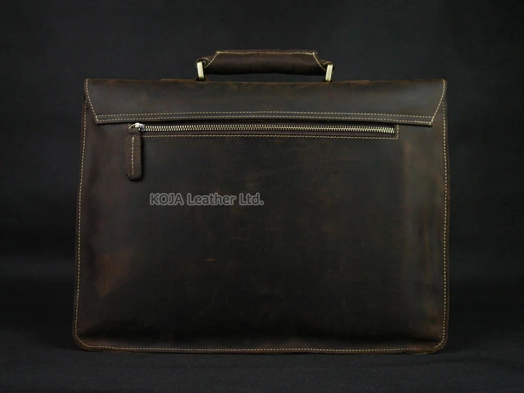 MUNUKI Herren Leder-Aktentasche – Maletín Vintage Crazy Horse para portátiles y negocios de 15,6"