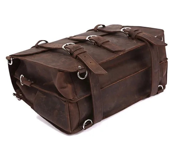 Vintage Herren Reisetasche aus echtem Crazy Horse Leder - Bolsa de lona de gran tamaño y bolso de fin de semana para viajes y negocios