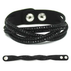 Kristall Lederarmband für Damen – Elegantes Stardust Armband mit Strass & Stern-Design, verstellbares europäisches Charm-Armband