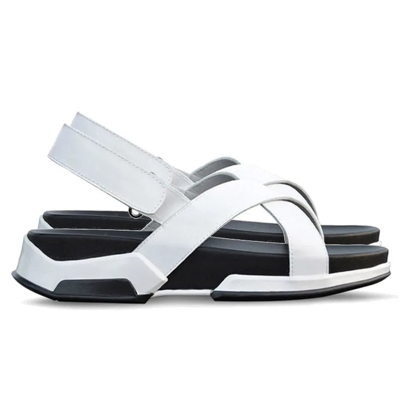 YueYueAngel Herren Ledersandalen 2025 – Italienisches Design, Sommerliche Freizeit-Slides mit Riemen, Dicksohle, Echtes Rindsleder, Strand- & Casual-Schuhe