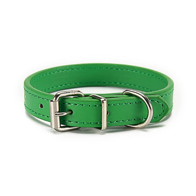 PU-Leder Hundehalsband – Verstellbares Basic Halsband mit Schnellverschluss für Hunde & Katzen (S–L)