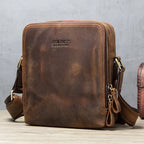 CONTACT’S Herren Leder Messenger Bag – Vintage Crossbody Tasche für iPad Mini & Schultertasche aus echtem Leder