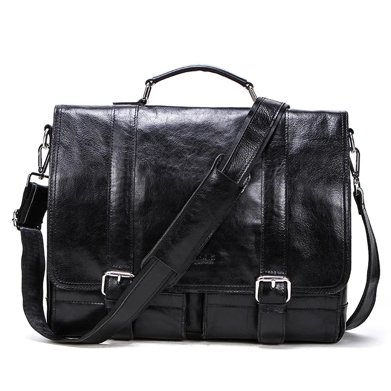 CONTACT’S Herren Leder-Aktentasche – Business & Casual Briefcase für 13" Laptop, Vintage Messenger Bag