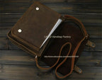 FANCODI Herren Vintage Crazy Horse Leder Tasche - Bandolera y bolso de mensajero en cuero de vaca real