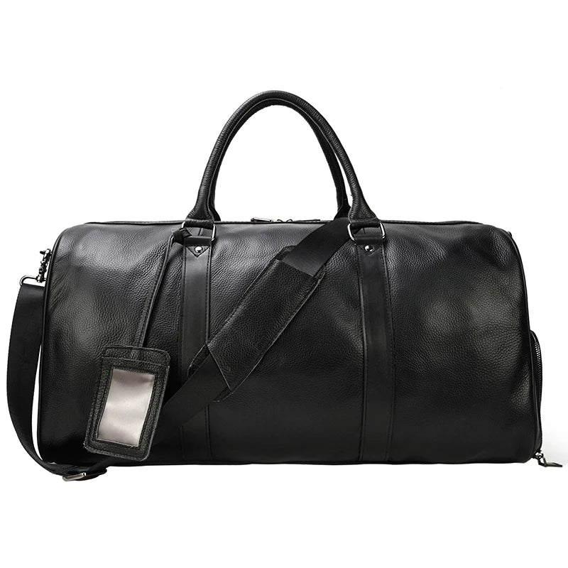 Newsbirds Premium Reise- & Weekender Tasche aus echtem Rindsleder – Große 55 cm Leder Duffle Bag mit Schuhfach & Laptopfach, Business Handgepäck für Damen und Herren