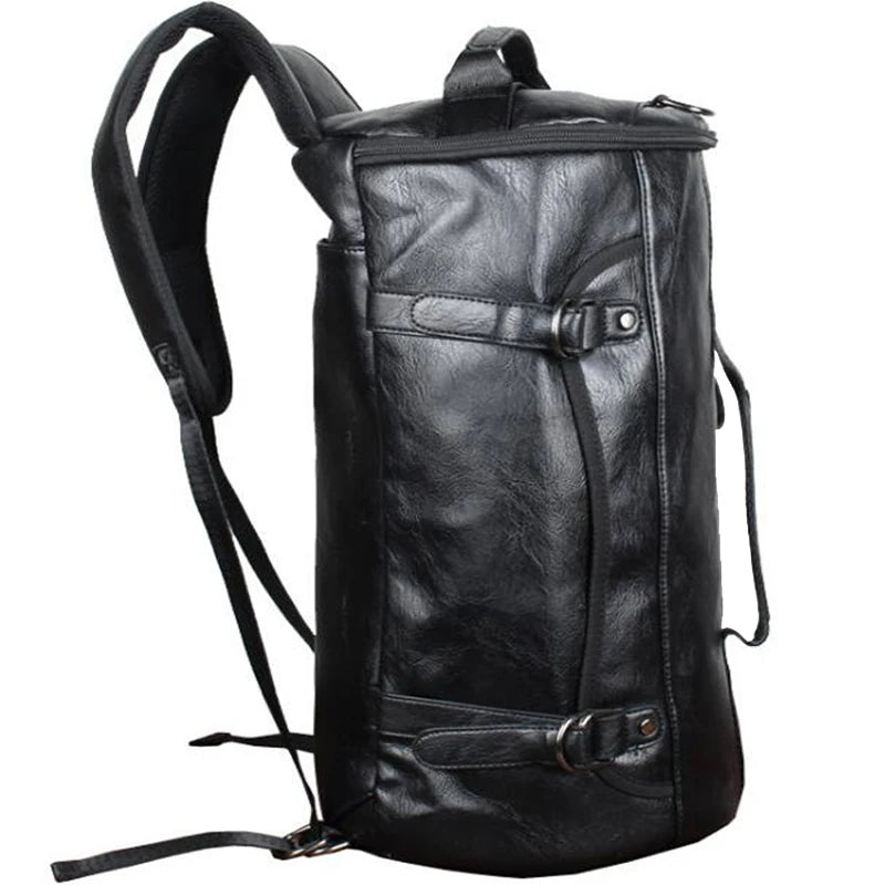 Scione Herren PU-Leder Gym Bag – Outdoor Fitness- & Reisetasche mit Schuhfach, wasserdicht und vielseitig tragbar