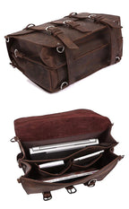 FANCODI Vintage Herren Leder-Aktentasche – Crazy Horse Leder Business Bag para portátil de 15,6 pulgadas, bolso de mano y bolso de mano