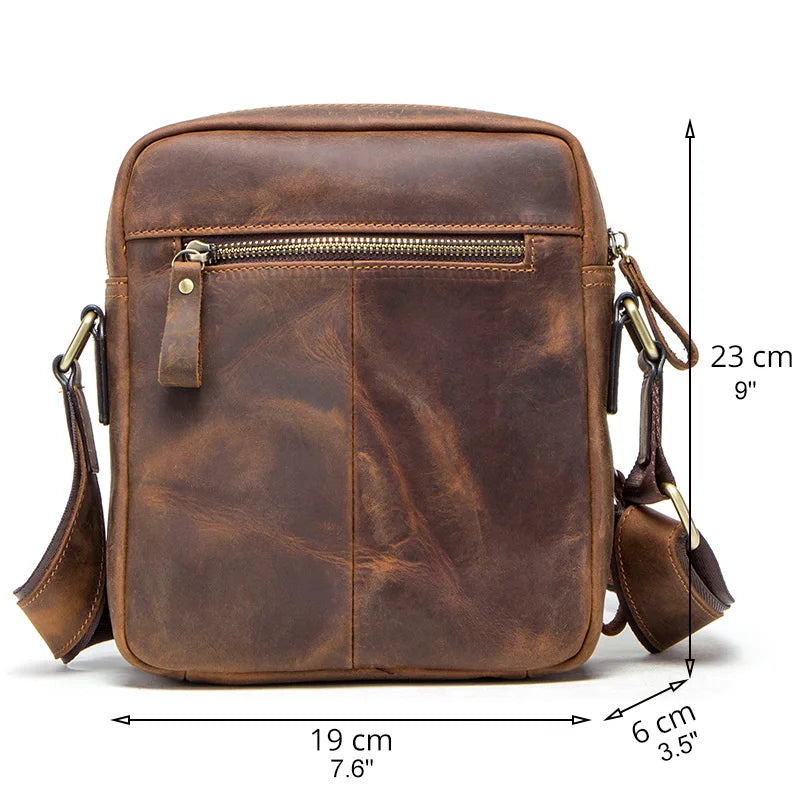 CONTACT'S Herren Leder Messenger Bag – Vintage Crossbody Tasche para iPad Mini y Schultertasche aus echtem Leder