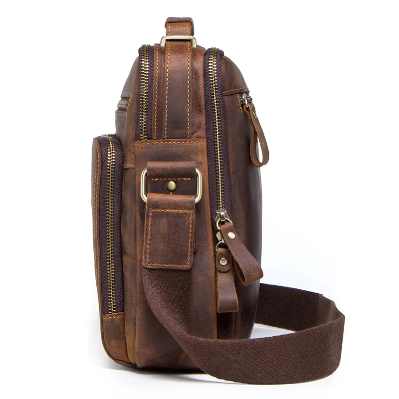Crazy Horse Leder Herren Schultertasche de Contact - Bolso bandolera y bandolera vintage