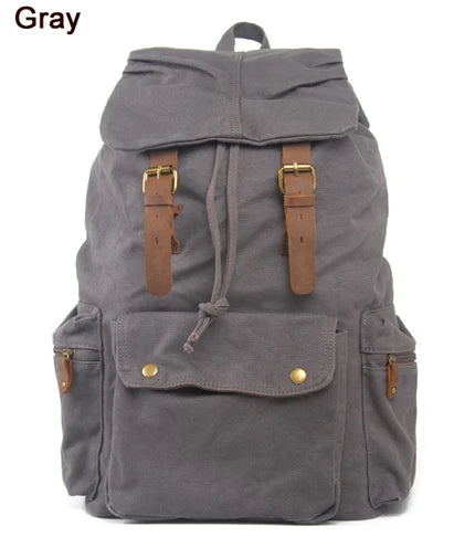 MUNUKI Vintage Canvas Rucksack – Militärischer Retro Drawstring Rucksack für Schule, Alltag & Freizeit