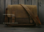 FANCODI Herren Vintage Crazy Horse Leder Tasche - Bandolera y bolso de mensajero en cuero de vaca real