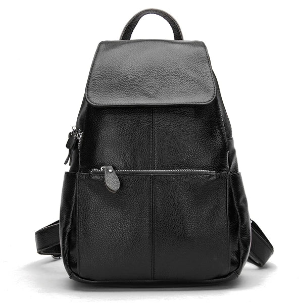 ZENCY Damen Rucksack aus echtem Rindsleder – Anti-Diebstahl Designer Leder-Rucksack mit großem Stauraum in Schwarz & Weiß