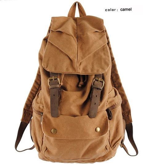 MUNUKI Vintage Canvas Rucksack – Militärischer Retro Drawstring Rucksack für Schule, Alltag & Freizeit