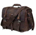 FANCODI Vintage Herren Leder-Aktentasche – Crazy Horse Leder Business Bag para portátil de 15,6 pulgadas, bolso de mano y bolso de mano