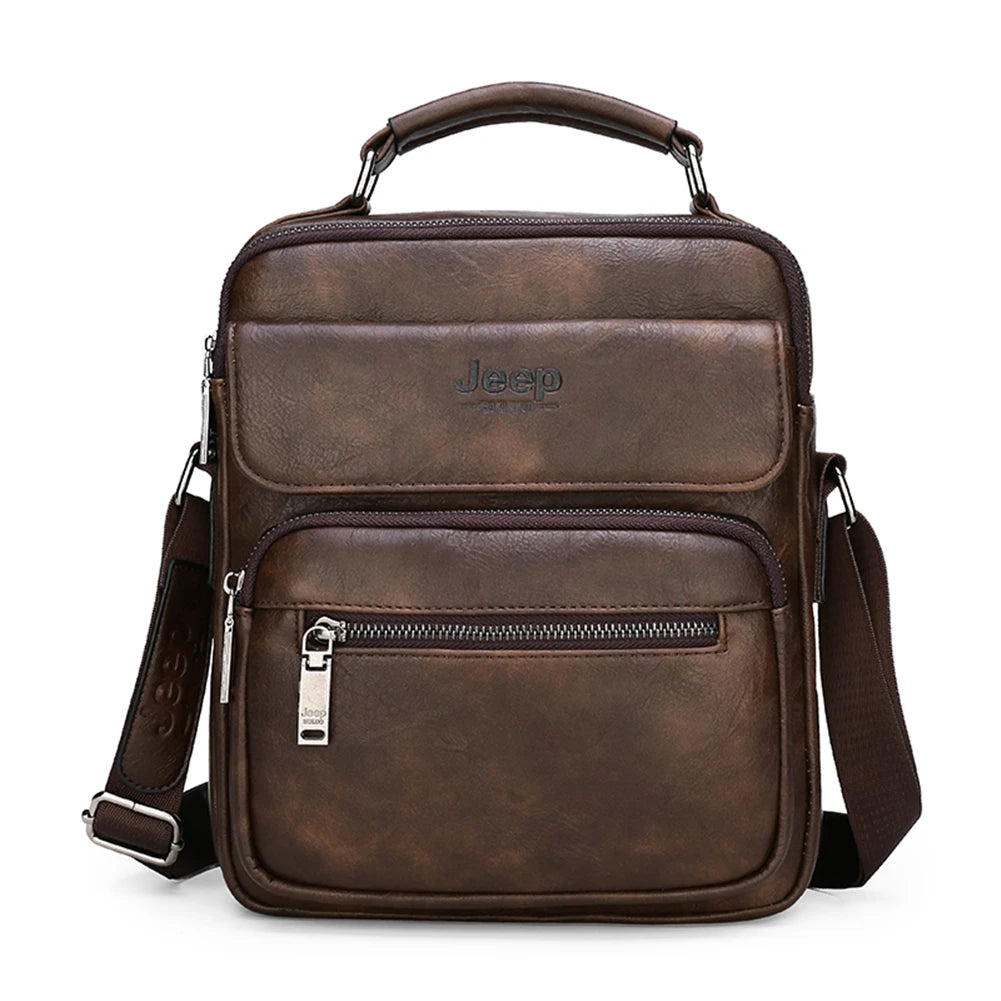 JEEP BULUO Herren Leder Messenger Bag – Große Crossbody Schultertasche für iPad 9,7" & Business Casual