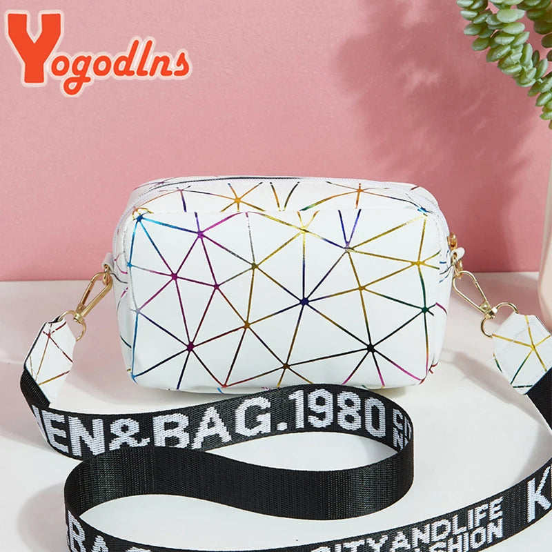 Yogodlns Fashion Laser Schultertasche – Kleine quadratische PU-Leder Crossbody Bag für Damen, Trendige Umhängetasche