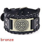 Totem Design Wide Leather Pirate Compass Bracelet Men's Bracelet Celtic Viking Jewelry Compass Bracelet Accessories Party Gifts