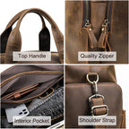 CONTACT'S Vintage Leder Reisetasche für Herren – Grande Business- &amp; Travel Tote aus echtem Crazy Horse Rindsleder para 14 Zoll Laptop